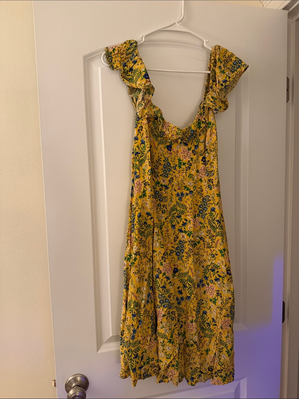 Old Navy Yellow Floral Ruffle Mini Dress